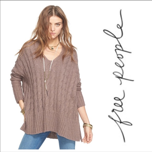 Free People Sweaters - Free People Mushroom easy v neck cable sweater